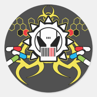 Biohazard Tech Skull Classic Round Sticker