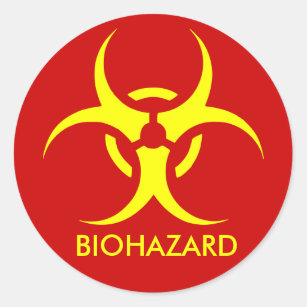 biohazard ! warning danger classic round sticker