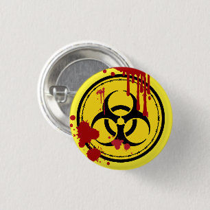 Biohazard Warning Symbol Bloody Zombie 3 Cm Round Badge