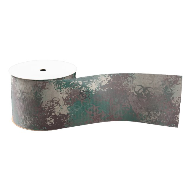 Biohazard Woodland Camo Ribbon Grosgrain Ribbon (Spool)
