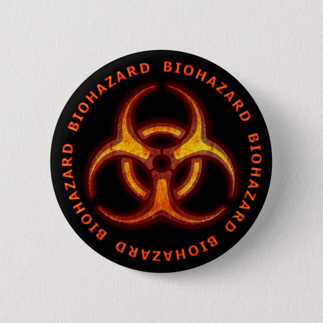 Biohazard Zombie Warning 6 Cm Round Badge (Front)