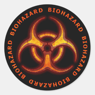 Biohazard Zombie Warning Classic Round Sticker