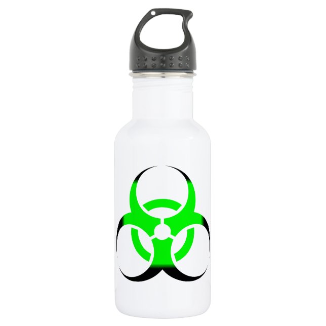 Biological Biohazard Symbol green and black 532 Ml Water Bottle (Front)