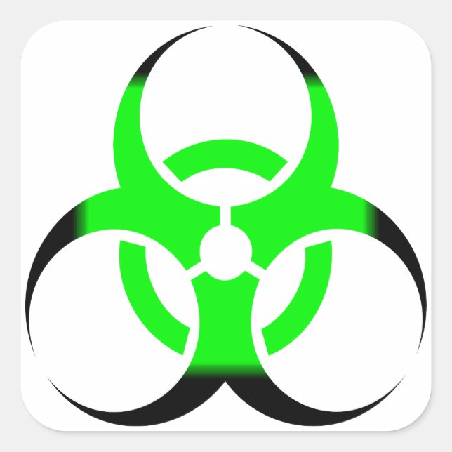 Biological Biohazard Symbol green and black Square Sticker (Front)