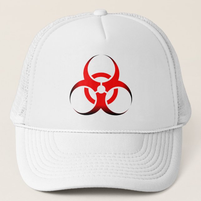 Biological Biohazard Symbol red and black Trucker Hat (Front)