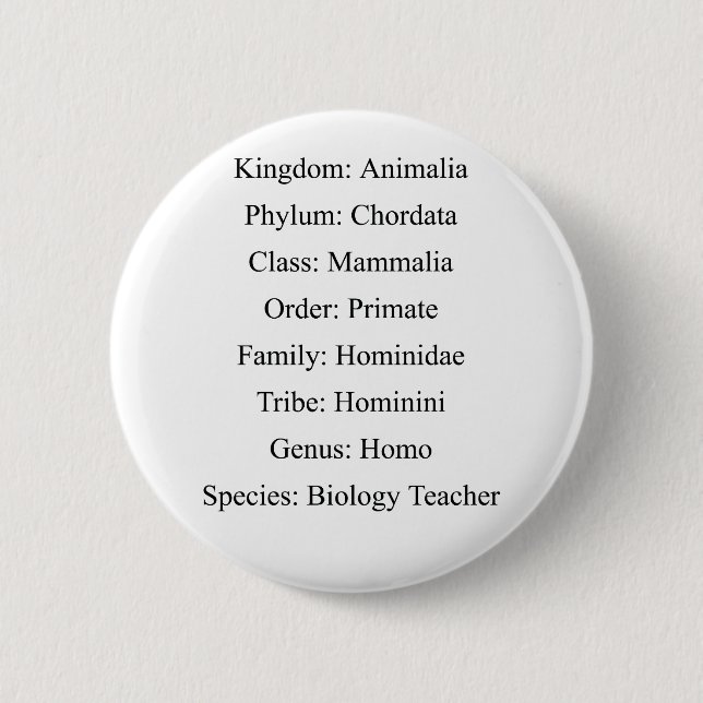 Biological Classification - Biology Teacher 6 Cm Round Badge (Front)
