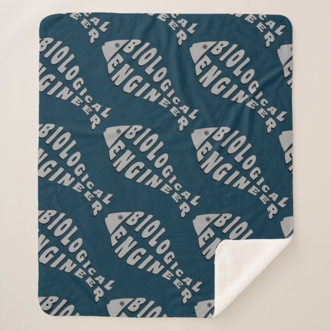 Biological Engineer Grey Fish Sherpa Blanket (Front)