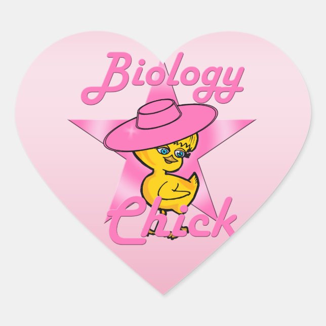 Biology Chick #8 Heart Sticker (Front)