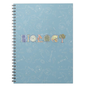 Biology diagram and typography blue notebook