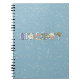 Biology diagram and typography blue  notebook