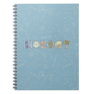 Biology diagram and typography blue notebook