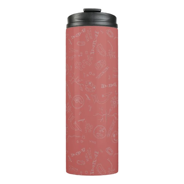 Biology diagram design dusky pink thermal tumbler (Front)