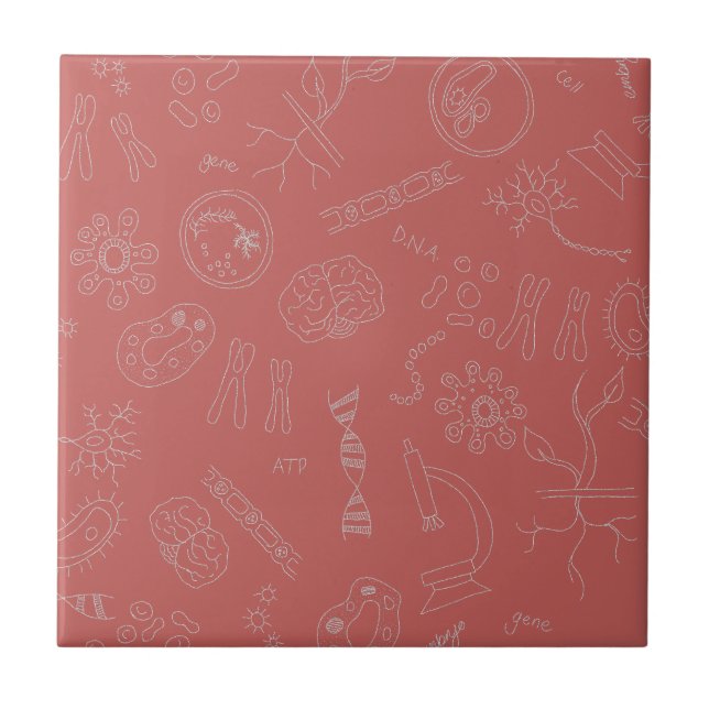 Biology diagram design dusky pink tile (Front)