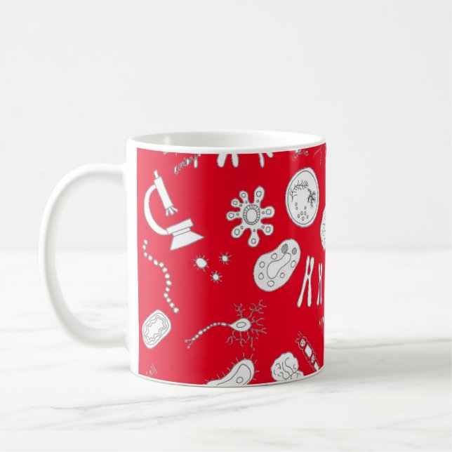 Biology diagram design white and red coffee mug (Left)