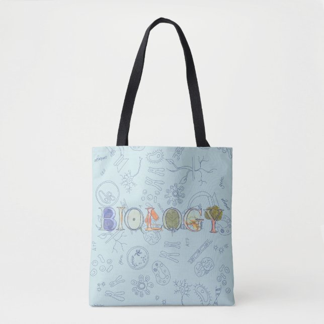 Biology diagram pattern typography design  tote bag (Front)