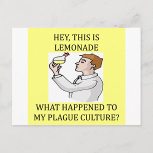 biology experiment joke postcard