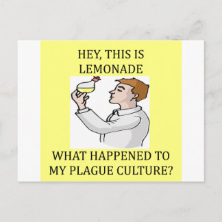 biology experiment joke postcard