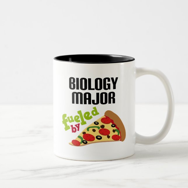 Biology Major Gift (Pizza) Two-Tone Coffee Mug (Right)