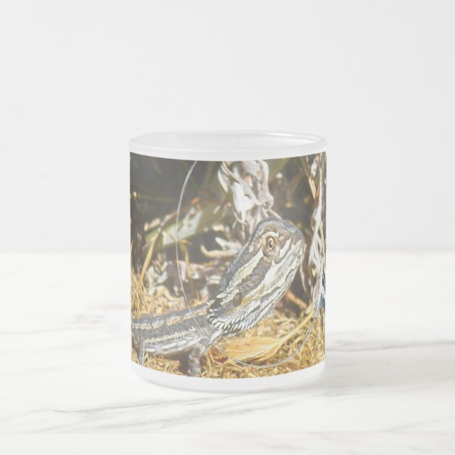 Biology Of A Baby Bearded Dragon Lizard, Frosted Glass Coffee Mug (Center)