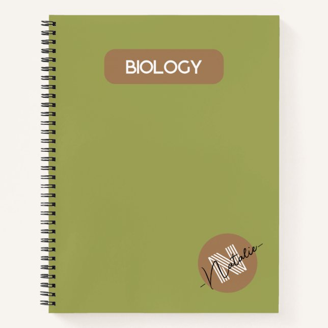 Biology Personalised Subject in school green Notebook (Front)