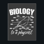 Biology Physicist Natural Scientist Physics Bird Postcard<br><div class="desc">Physicists and biologists can show off their sense of humour in this funny physics t-shirt that shows what biology means to a physicist. This tee is a great Christmas,  holiday or birthday gift for science professors,  teachers and students studying physics.</div>