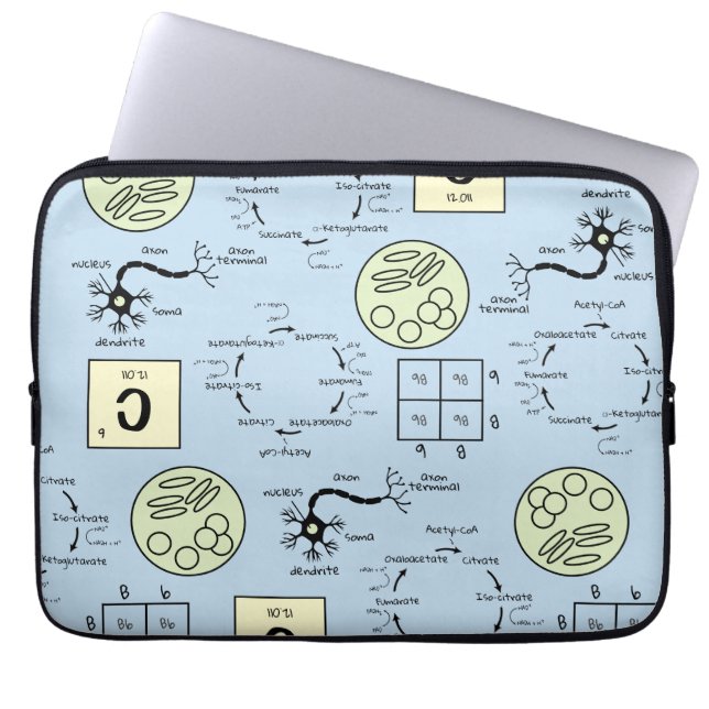 Biology Science Teacher Cell Genetics Neuron Nerd Laptop Sleeve (Front)