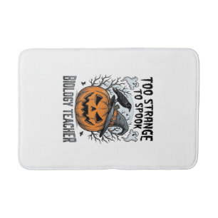 Biology Teacher Halloween Shirt Spooky Pumpkin Rav Bath Mat