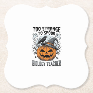 Biology Teacher Halloween Shirt Spooky Pumpkin Rav Paper Coaster