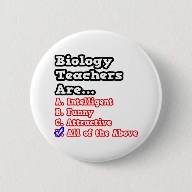 Biology Teacher Quiz...Joke 6 Cm Round Badge (Front)