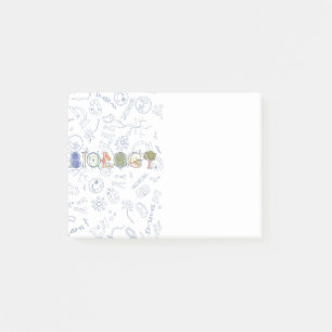 Biology typography and diagrams post-it notes