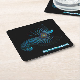 Bioluminescent Alien Sea Creature Square Paper Coaster