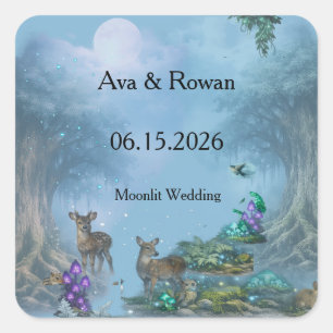 Bioluminescent Elegance Wedding Collection Square Sticker