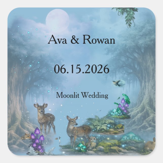 Bioluminescent Elegance Wedding Collection Square Sticker (Front)