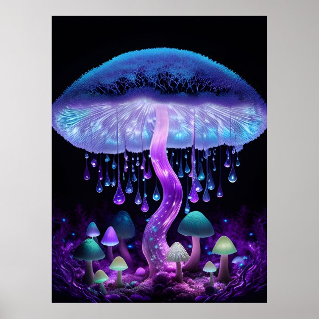 Bioluminescent Fantasy Mushroom Poster Set (Front)