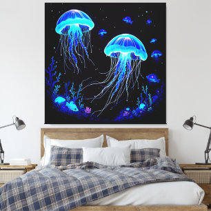 Bioluminescent Jellyfish Dream Canvas Print