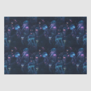 Bioluminescent Jellyfish Ocean Repeating Pattern Tissue Paper