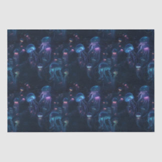 Bioluminescent Jellyfish Ocean Repeating Pattern Tissue Paper