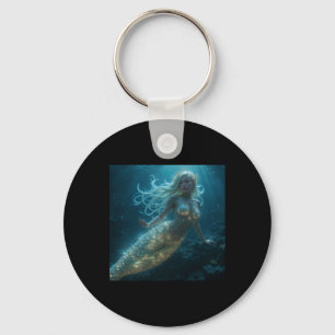 Bioluminescent Mermaid Art – Enchanting Deep Sea F Key Ring