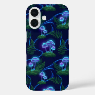 Bioluminescent Mushroom Glow Pattern iPhone 16 Case