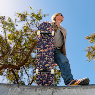 Bioluminescent Mushroom Vintage Pattern Skateboard