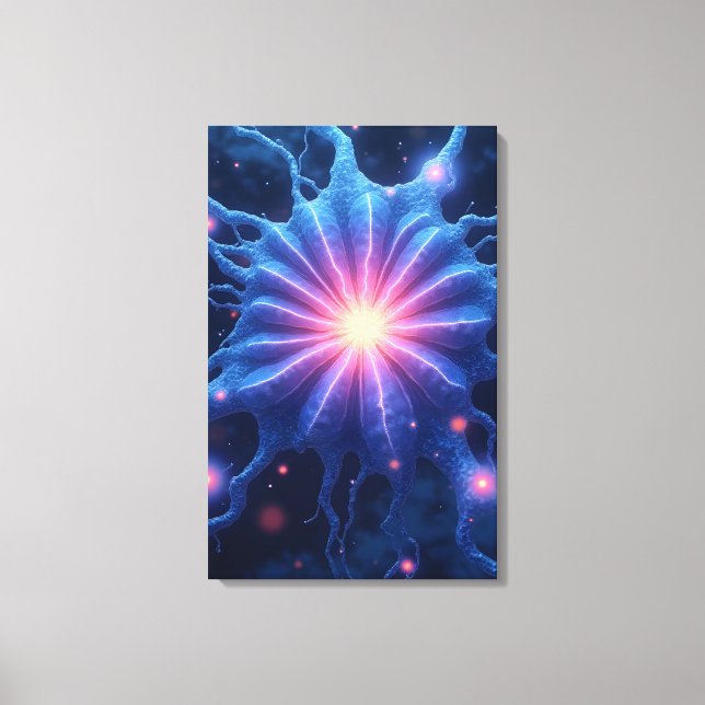 Bioluminescent Neuron Canvas Print (Front)