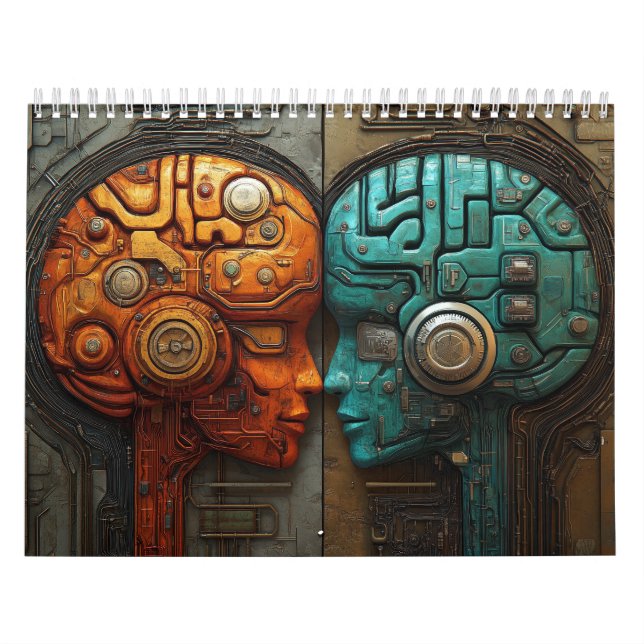 Biomechanical Cyberpunk Android Couple Art Calendar (Cover)