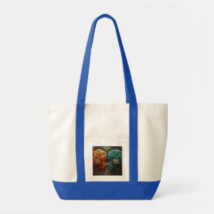 Biomechanical Cyberpunk Android Couple Art Tote Bag