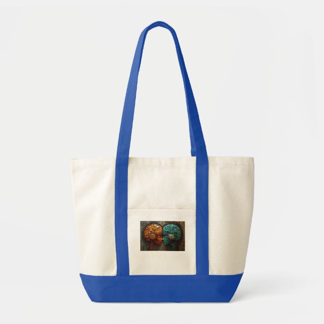 Biomechanical Cyberpunk Android Couple Art Tote Bag (Front)