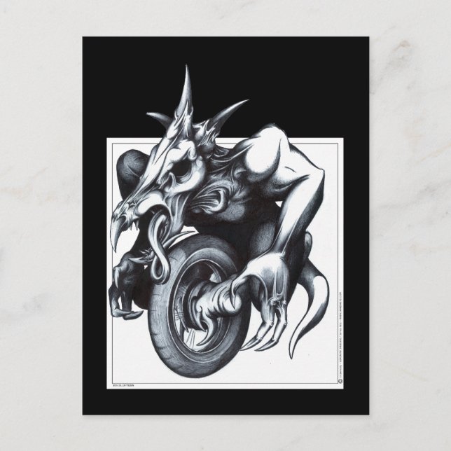 Biomechanical Draconic Unicycle Postcard (Front)