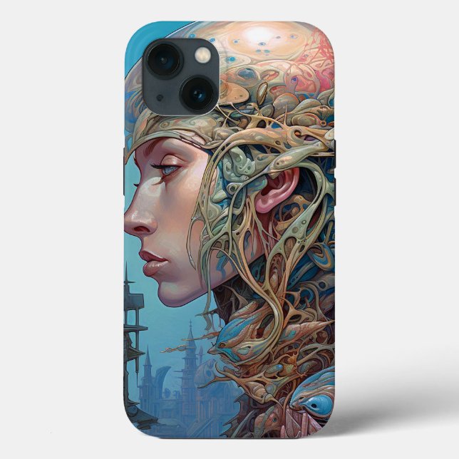 Biomechanical Head Surreal Sci-Fi Art Case-Mate iPhone Case (Back)