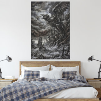 Biomechanical Thunderbird Summoning the Storm Canvas Print