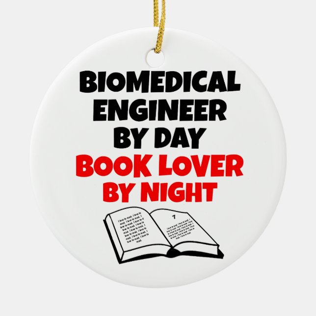 Biomedical Engineer Loves Reading Ceramic Tree Decoration (Front)