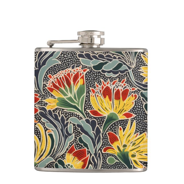 Biomorphic Natural Floral Print Hip Flask (Front)