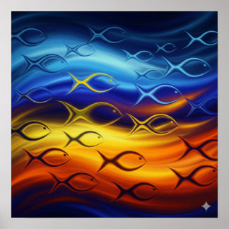 Biomorphic School of Fish Poster
